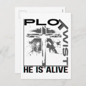 Plot Twist Hij leeft Paasen Jezus is levende God Feestdagenkaart (Voorkant / Achterkant)