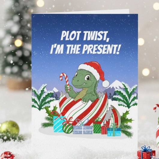Plot Twist Ik ben de Kerstmis Dinosaur Kaart