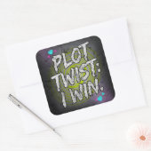 Plot Twist Ik Win Ongebreidelde Motivatie Vierkante Sticker (Envelop)