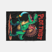 Plot Twist Kalkoen Ridding Dinosaur T-rex Grappig Fleece Deken (Voorkant (Horizontaal))