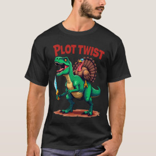 Plot Twist Kalkoen rijdt op Dinosaur T-rex Grappig T-shirt