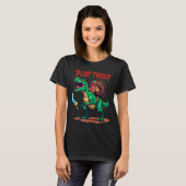 Plot Twist Kalkoen rijdt op Dinosaur T-rex Grappig T-shirt (Voorkant volledig)