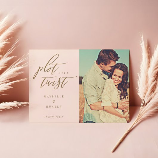 Plot Twist Modern Minimaal Calligraphy & Foto Save The Date