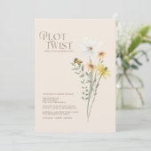 Plot Twist Whimsical Gele Wildebloemen Huwelijk Save The Date (Staand voorkant)