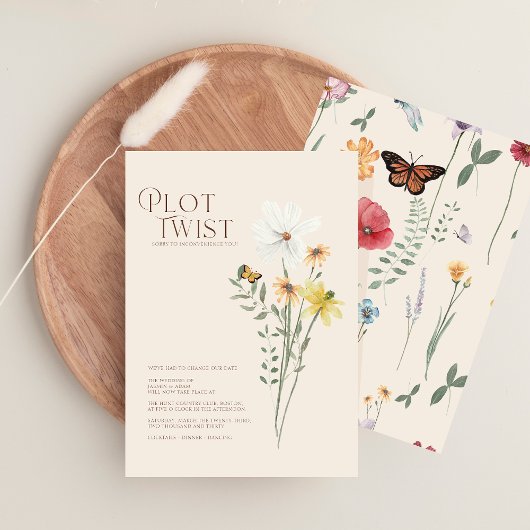 Plot Twist Whimsical Gele Wildebloemen Huwelijk Save The Date