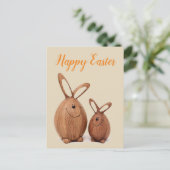 Plotse schattige paaskonijn feestdagenkaart (Staand voorkant)