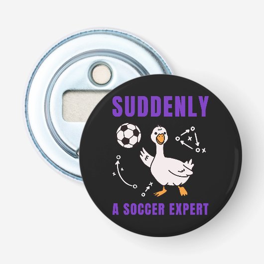 Plotseling een voetbalexpert button flesopener (Voorkant)