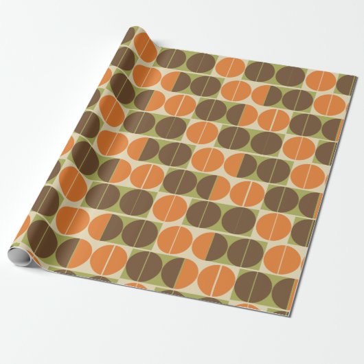 Plotseling Zeventig Oranje Bruin Groen Geometrisch Cadeaupapier (Uitgerold)