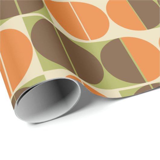 Plotseling Zeventig Oranje Bruin Groen Geometrisch Cadeaupapier (Rol Hoek)