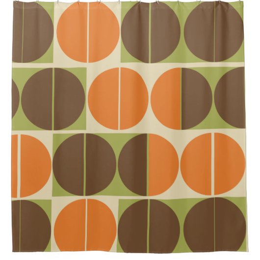 Plotseling Zeventig Oranje Bruin Groen Geometrisch Douchegordijn (Voorkant)
