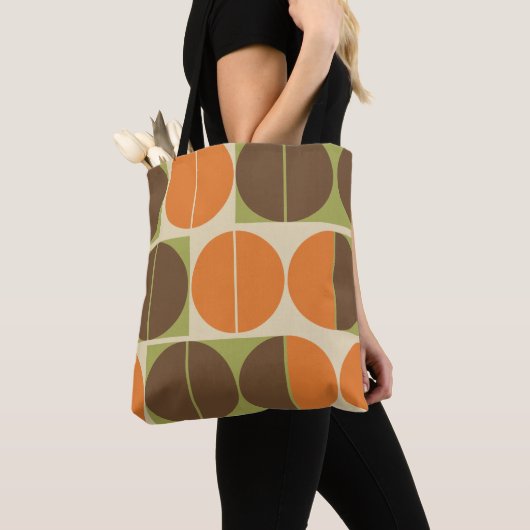 Plotseling Zeventig Oranje Bruin Groen Geometrisch Tote Bag (Dichtbij)