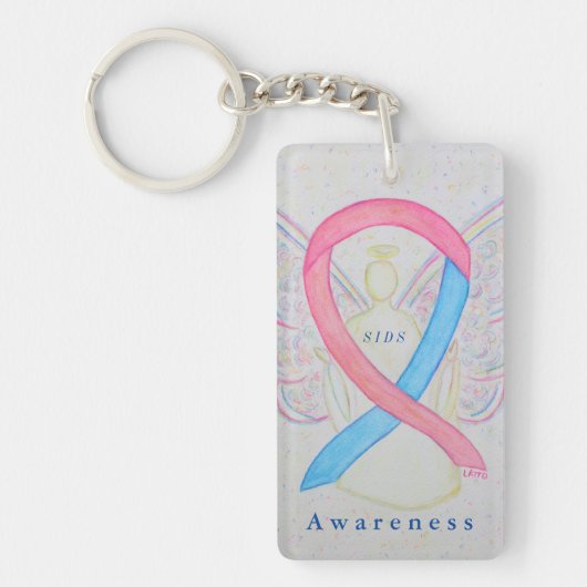 Plotselinge Baby-dood syndroom Angel Ribbon Sleute Sleutelhanger (Voorkant)