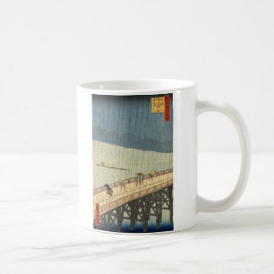 Plotselinge douche over de brug Shin-Ōhashi en At Koffiemok