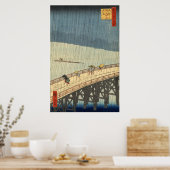 Plotselinge douche over de brug Shin-Ōhashi en Ata Poster (Keuken)