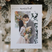 Plotselinge getrouwde minimalistische Winter Wedde Feestdagenkaart