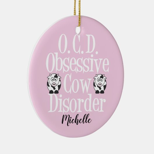 Plotselinge obsessieve Koe stoornis roze Keramisch Ornament (Rechts)