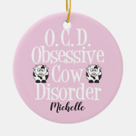 Plotselinge obsessieve Koe stoornis roze Keramisch Ornament