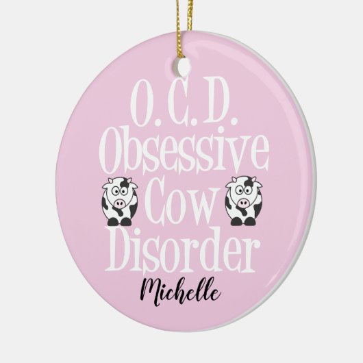 Plotselinge obsessieve Koe stoornis roze Keramisch Ornament (Links)