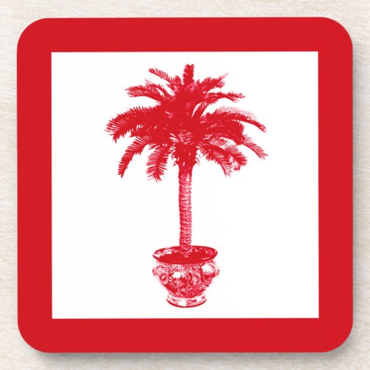 Plotselinge palmboom - diep rood en wit bier onderzetter (Voorkant)