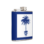 Plotselinge palmboom - marineblauw en wit heupfles (Rechts)