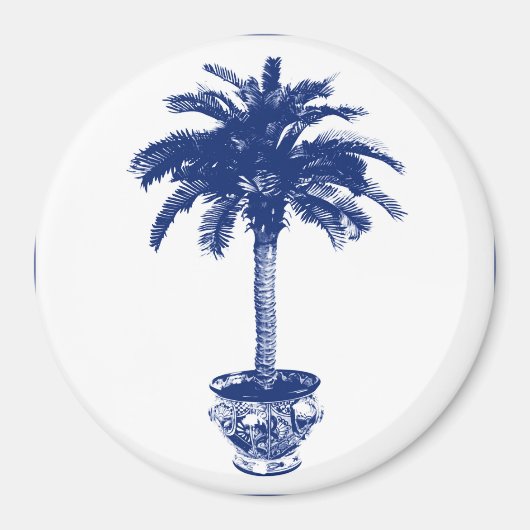 Plotselinge palmboom - marineblauw en wit magneet (Voorkant)