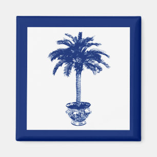 Plotselinge palmboom - marineblauw en wit magneet