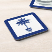 Plotselinge palmboom - marineblauw en wit onderzetter (Linkerzijde)