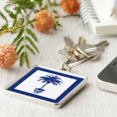 Plotselinge palmboom - marineblauw en wit sleutelhanger (Zijkant)