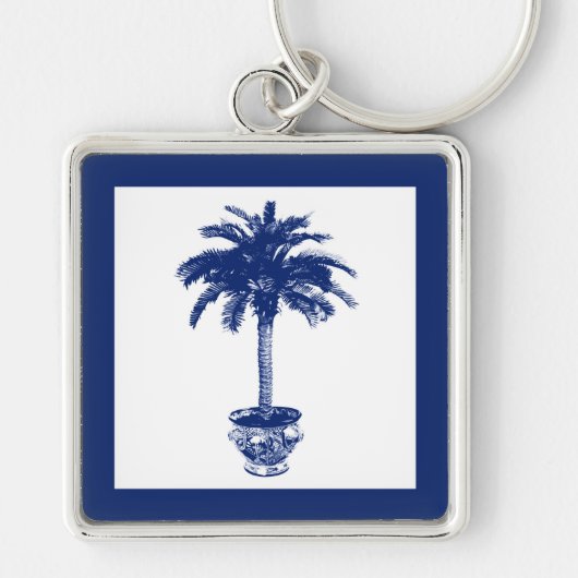 Plotselinge palmboom - marineblauw en wit sleutelhanger (Voorkant)