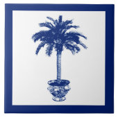 Plotselinge palmboom - marineblauw en wit tegeltje (Voorkant)