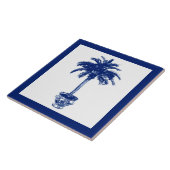 Plotselinge palmboom - marineblauw en wit tegeltje (Zijkant)