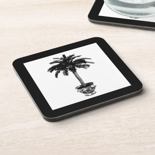 Plotselinge palmboom - zwart-wit bier onderzetter (Linkerzijde)