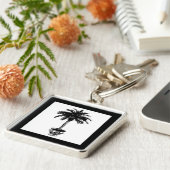 Plotselinge palmboom - zwart-wit sleutelhanger (Zijkant)
