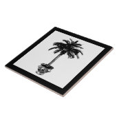 Plotselinge palmboom - zwart-wit tegeltje (Zijkant)