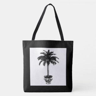 Plotselinge palmboom - zwart-wit tote bag