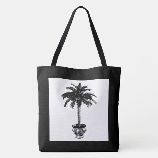 Plotselinge palmboom - zwart-wit tote bag (Achterkant)