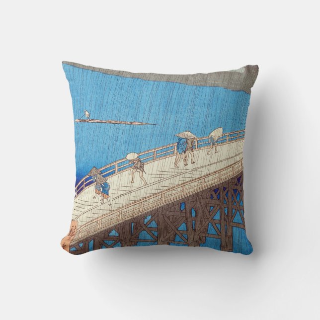 Plotselinge regenbui boven Atake-brug, Utagawa Hir Kussen (Voorkant)