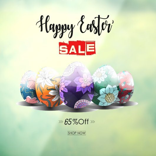 Plotselinge verkoop van gedecorbeerde paaseieren a raamsticker (Vel 3)