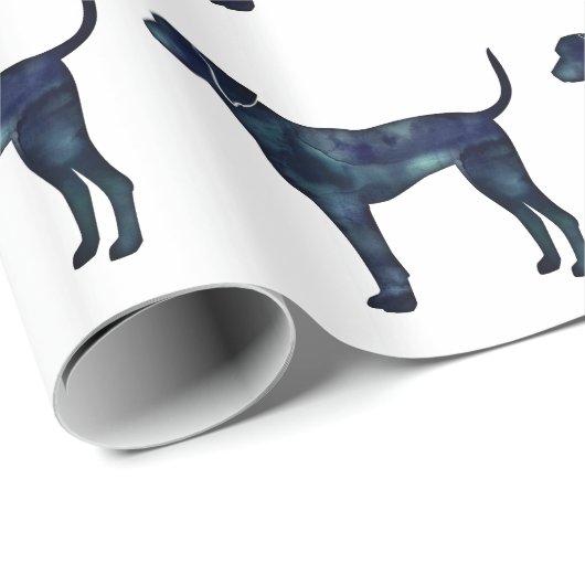 Plott Hound Black Waterverf Silhouette Cadeaupapier (Rol Hoek)