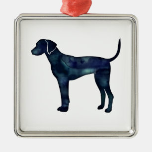 Plott Hound Black Waterverf Silhouette Metalen Ornament