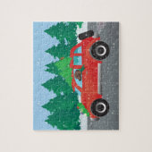 Plott Hound Dog Driving Kerstmis auto Legpuzzel (Verticaal)
