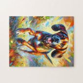 Plott Hound Dog Portret Acryl Art Print Legpuzzel (Horizontaal)