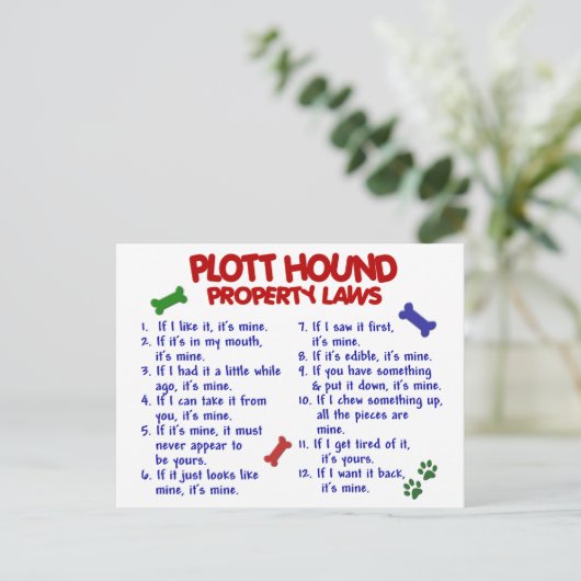 PLOTT HOUND Eigendomswetten 2 Briefkaart (Staand voorkant)