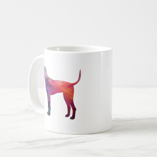 Plott Hound Geometric Pattern Silhouette Paars Koffiemok (Voorkant links)
