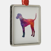 Plott Hound Geometric Pattern Silhouette Paars Metalen Ornament (Rechts)