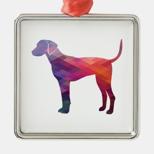 Plott Hound Geometric Pattern Silhouette Paars Metalen Ornament (Voorkant)