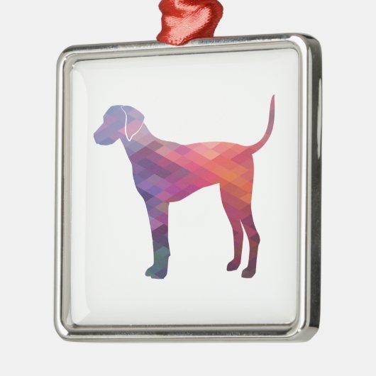 Plott Hound Geometric Pattern Silhouette Paars Metalen Ornament (Links)
