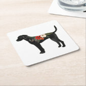 Plott Hound Hondenras Boho Floral Silhouette Kartonnen Onderzetters (Schuin)