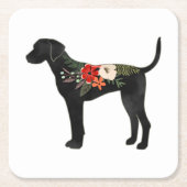 Plott Hound Hondenras Boho Floral Silhouette Kartonnen Onderzetters (Voorkant)