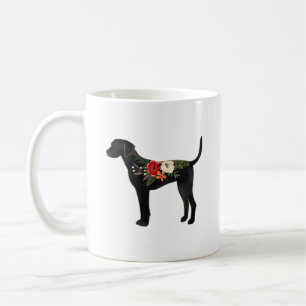 Plott Hound Hondenras Boho Floral Silhouette Koffiemok